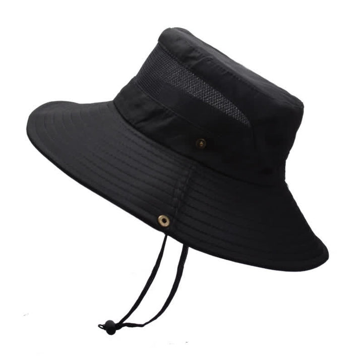 Men's Summer Sun Block Beach Travel Bucket Hat - Black - M (22"-22 7/8") - image 1