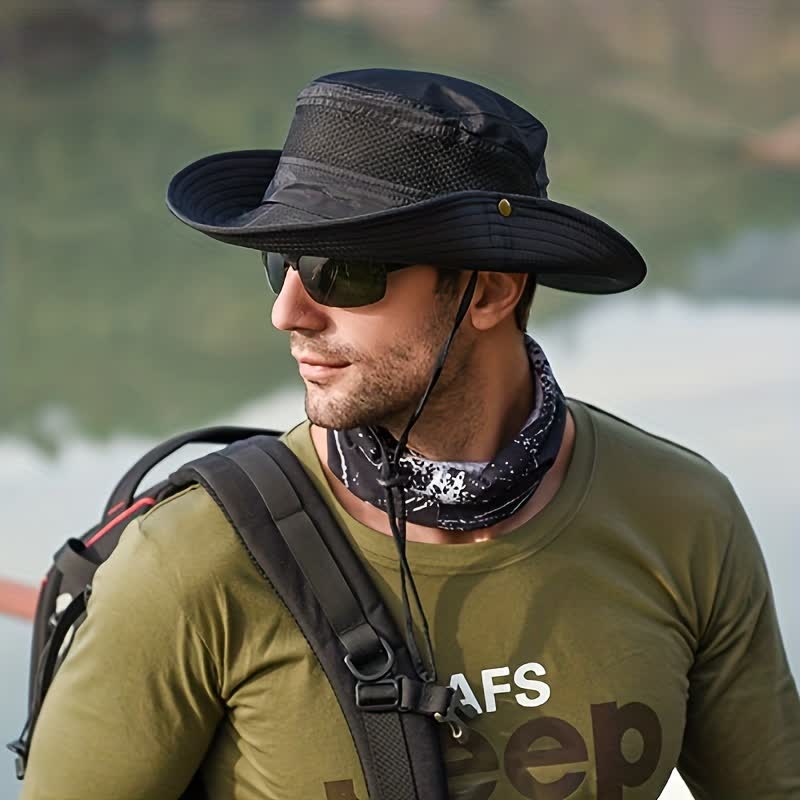 Men's Summer Sun Block Beach Travel Bucket Hat - image 0