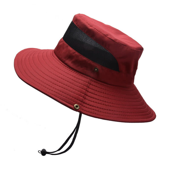Men's Summer Sun Block Beach Travel Bucket Hat - Red - M (22"-22 7/8") - image 10