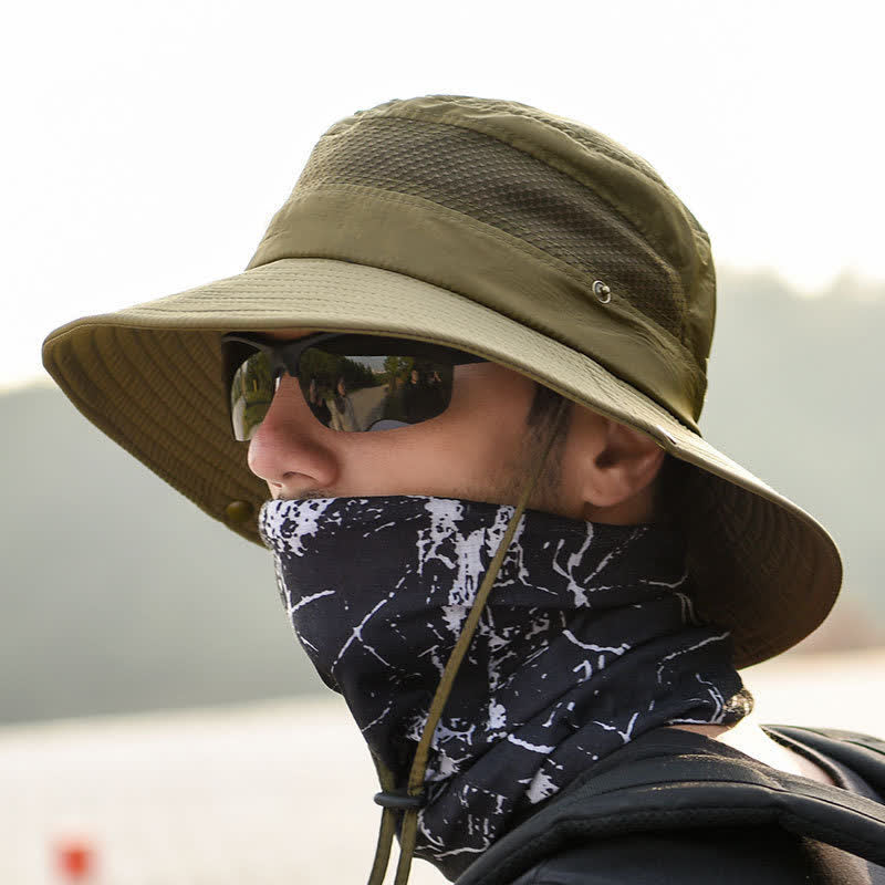 Men's Outdoor Breathable Mesh Large Brim Bucket Hat - image 7