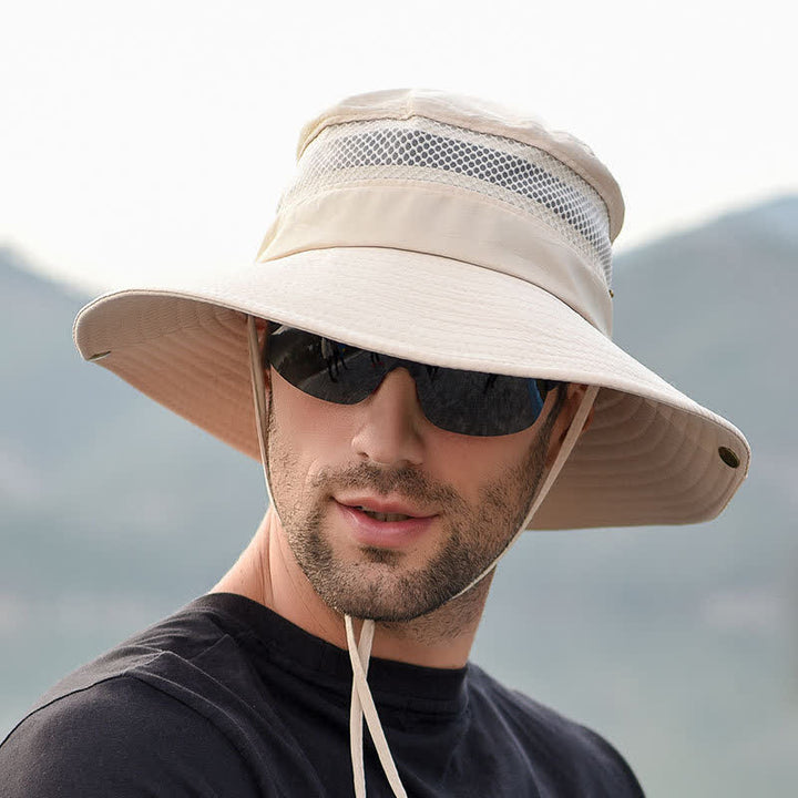 Men's Outdoor Breathable Mesh Large Brim Bucket Hat - image 5