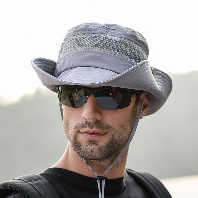 Men's Outdoor Breathable Mesh Large Brim Bucket Hat - image 3