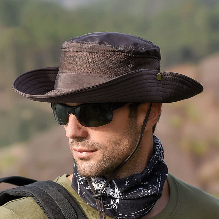 Men's Outdoor Breathable Mesh Large Brim Bucket Hat - image 0