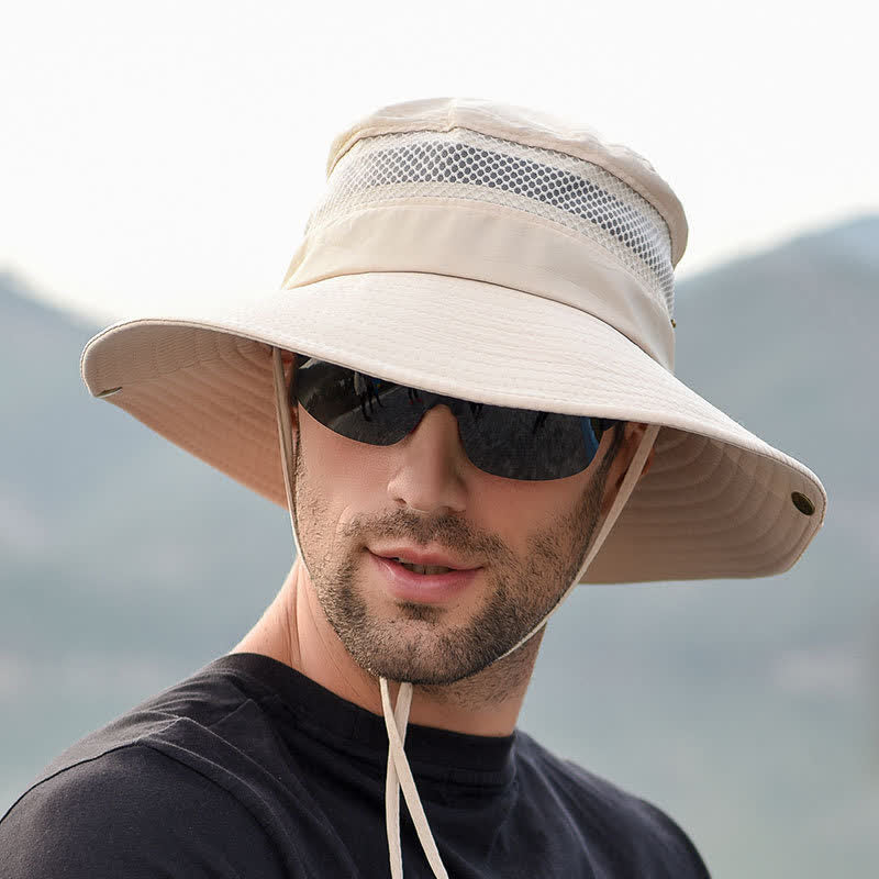 Men's Outdoor Breathable Mesh Large Brim Bucket Hat - image 5