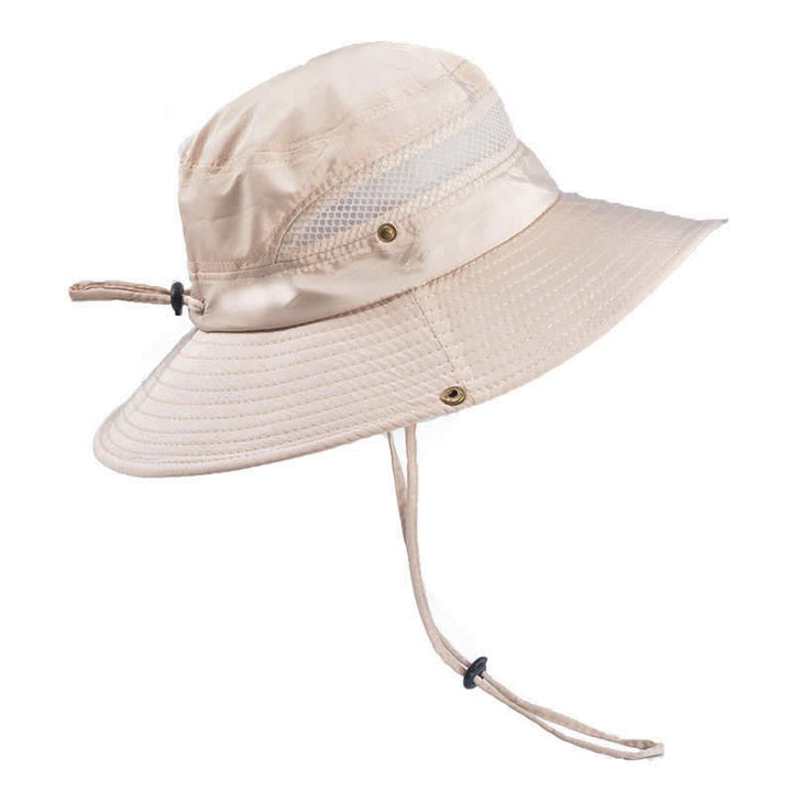 Men's Outdoor Breathable Mesh Large Brim Bucket Hat - Beige - M (22"-22 7/8") - image 4