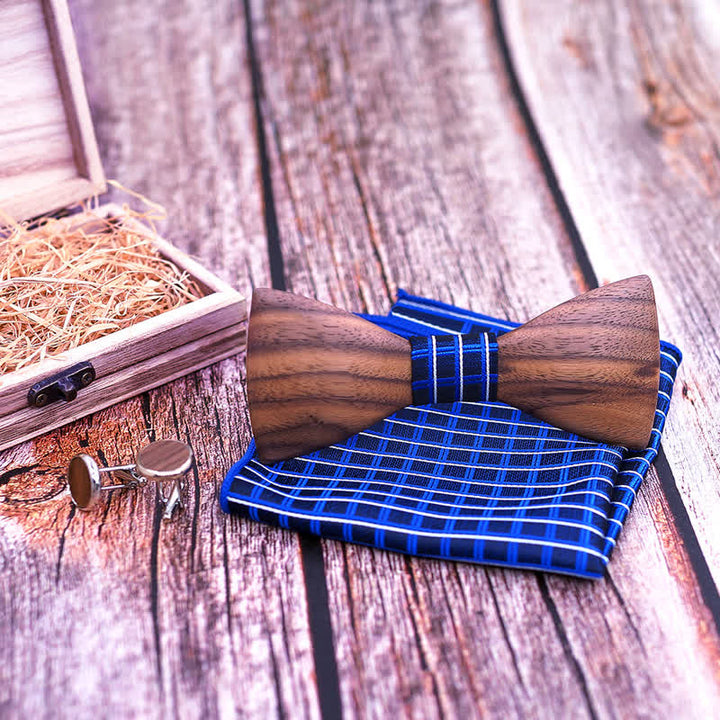 3Pcs Men's Fashion Black Walnut Wooden Bow Tie Set - image 6
