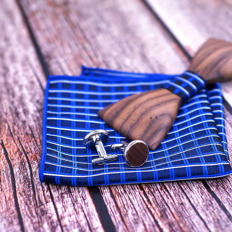 3Pcs Men's Fashion Black Walnut Wooden Bow Tie Set - image 7