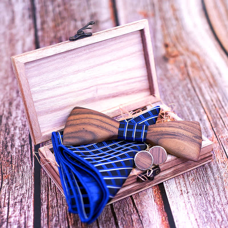3Pcs Men's Fashion Black Walnut Wooden Bow Tie Set - image 4