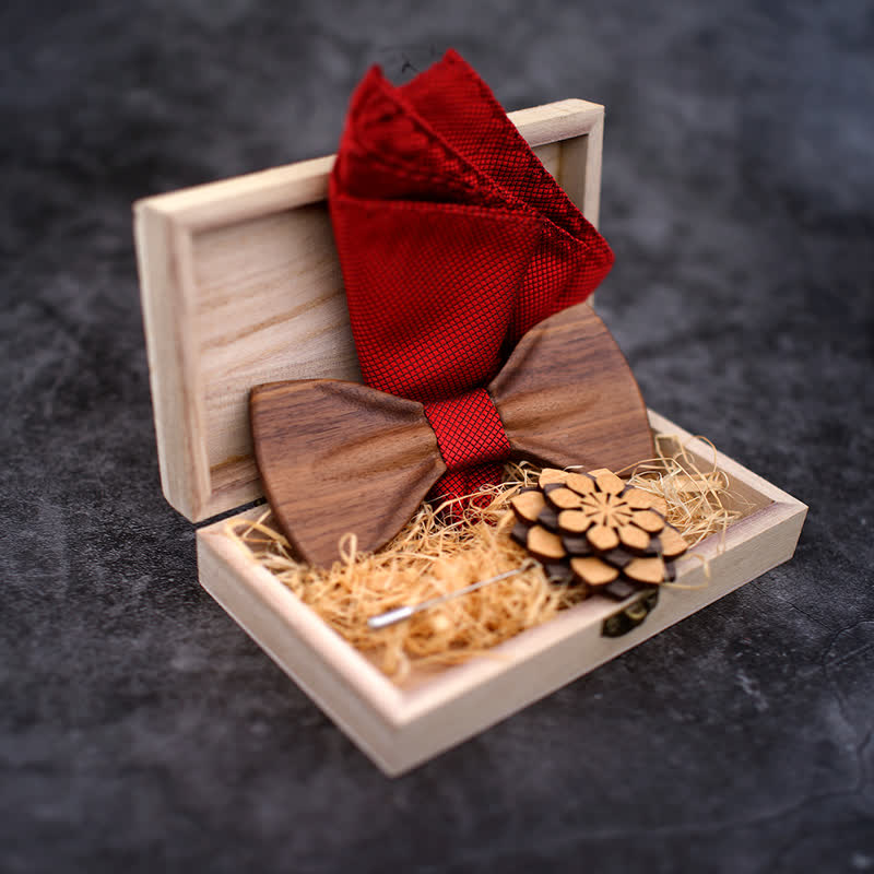 3Pcs Men's Decorative Natural Wooden Bow Tie Set - image 7