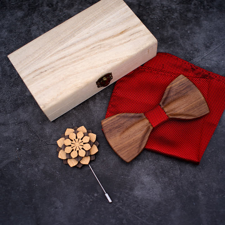 3Pcs Men's Decorative Natural Wooden Bow Tie Set - image 9