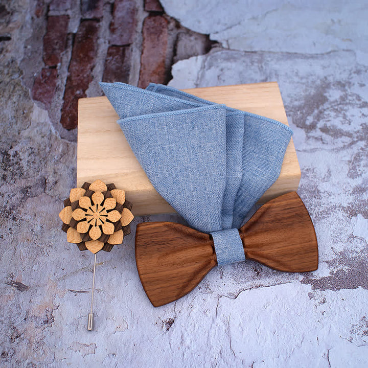 3Pcs Men's Decorative Natural Wooden Bow Tie Set - image 4