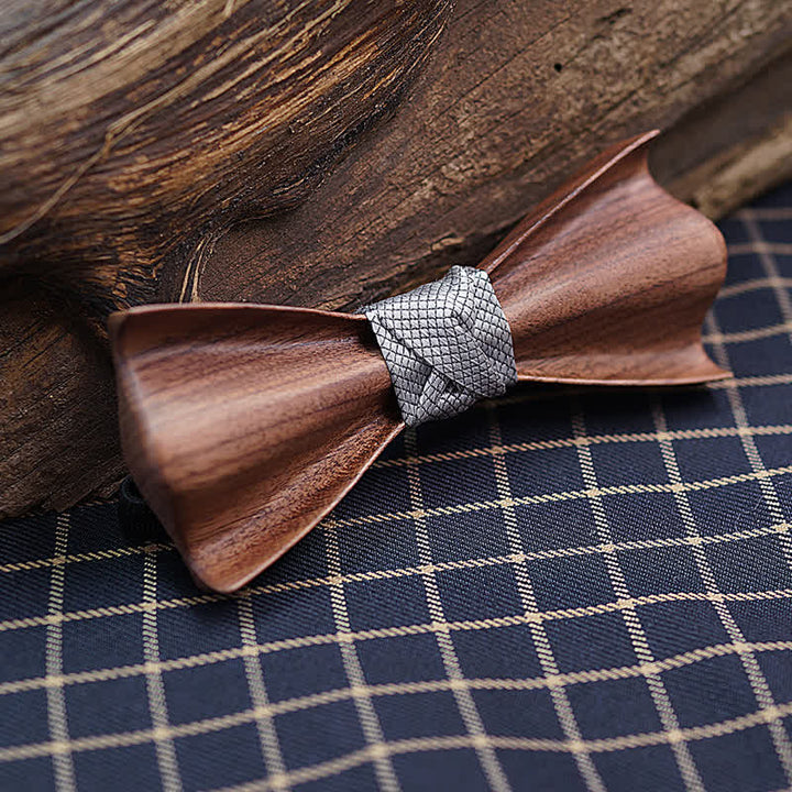 2Pcs Men's 3D Design Black Walnut Wooden Bow Tie Set - image 5