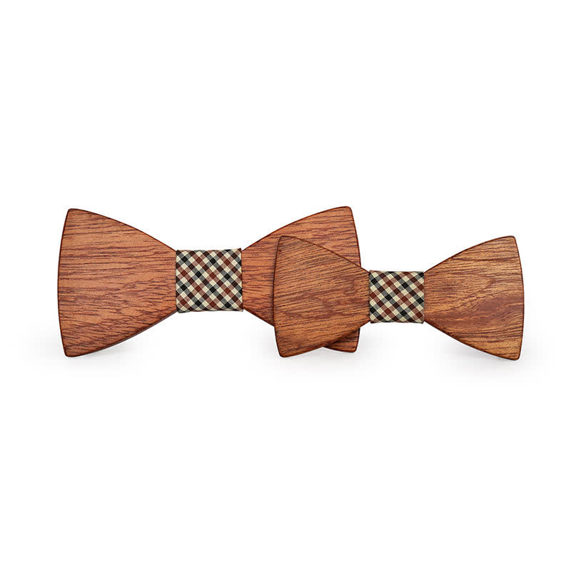 2Pcs Men's Parent-child Natural Solid Wooden Bow Tie Set - image 0