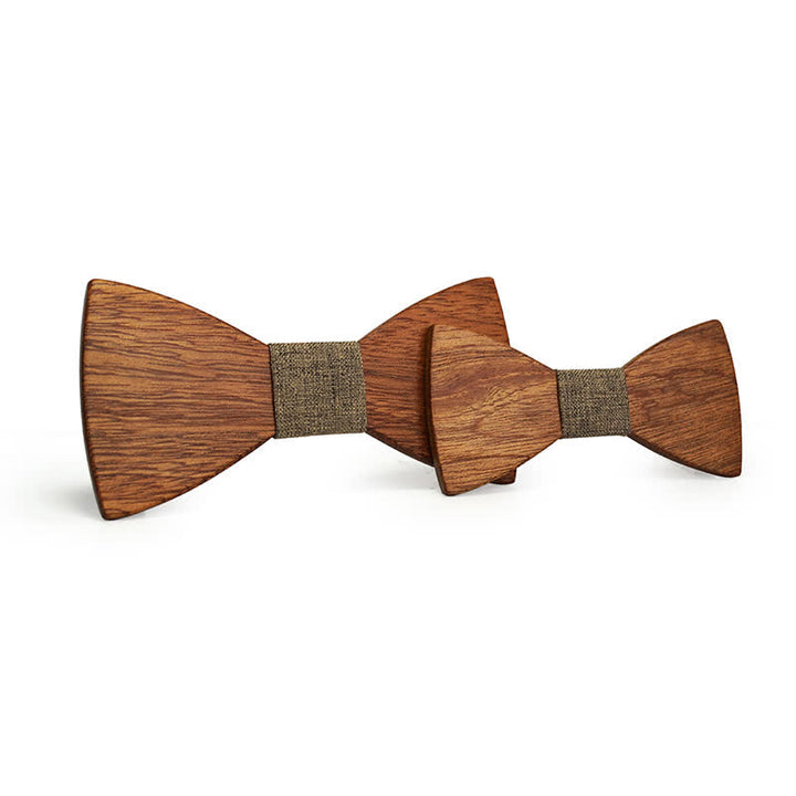 2Pcs Men's Parent-child Natural Solid Wooden Bow Tie Set - DarkKhaki - image 10