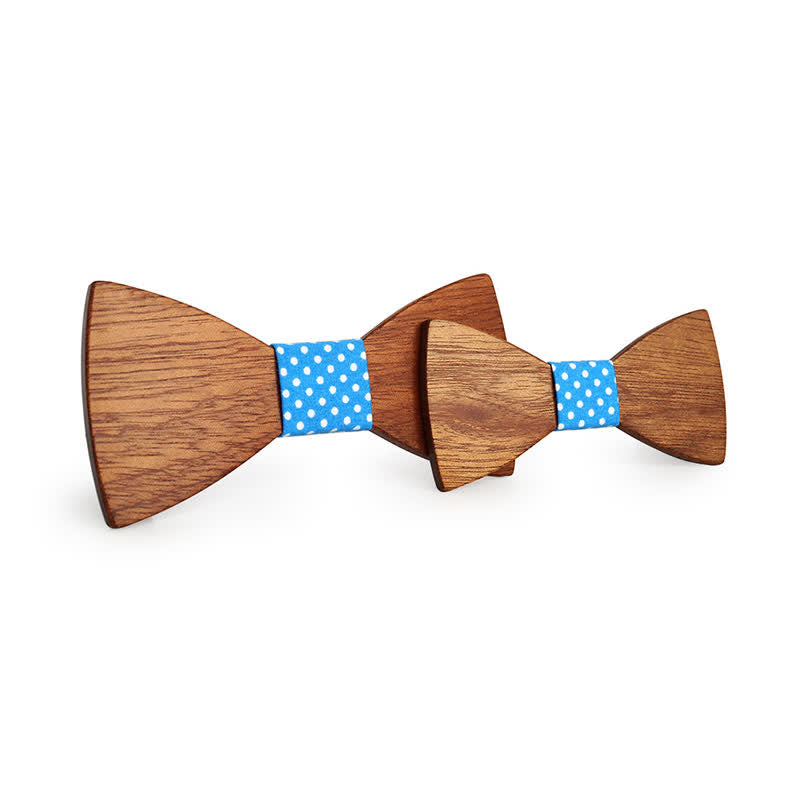 2Pcs Men's Parent-child Natural Solid Wooden Bow Tie Set - Sky Blue - image 7