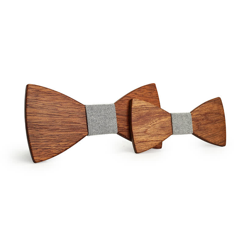 2Pcs Men's Parent-child Natural Solid Wooden Bow Tie Set - Gray - image 9