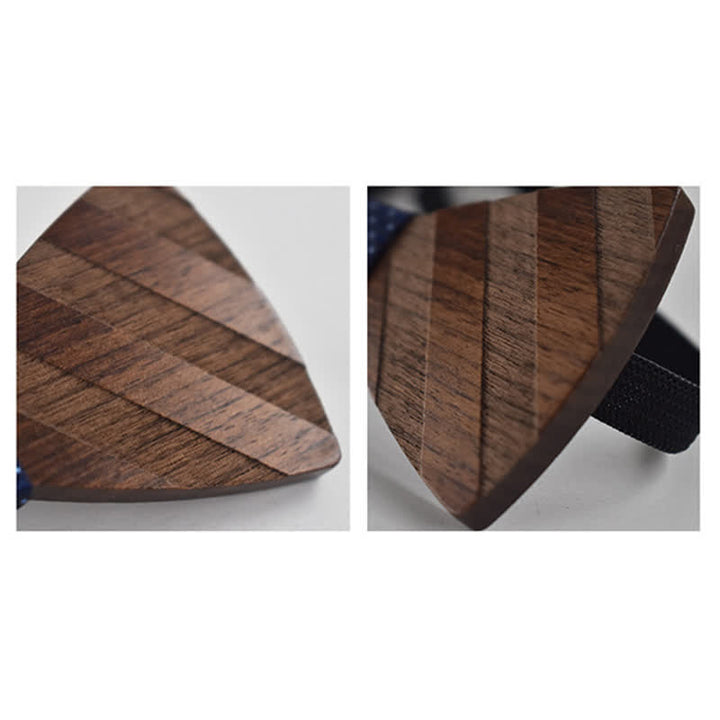 4Pcs Men's Formal Striped Pattern Wooden Bow Tie Set - image 4