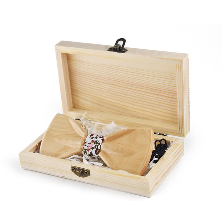 4Pcs Men's Trendy 3D Design Wooden Bow Tie Set - image 2
