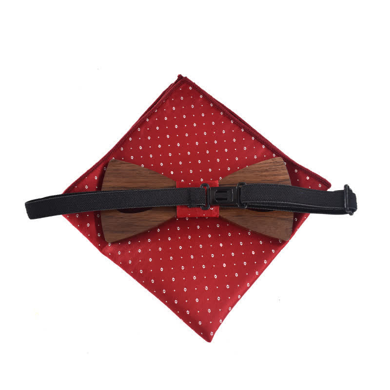 2Pcs Men's Hollow Moustach Carved Wooden Bow Tie Set - image 3