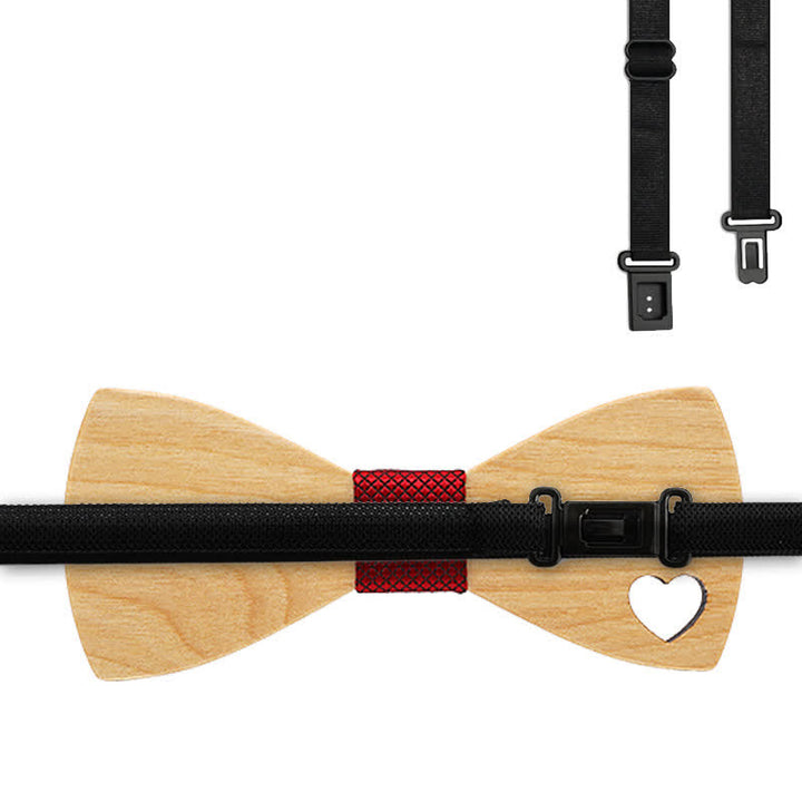 3Pcs Men's Hollow Heart Shape Wooden Bow Tie Set - image 8