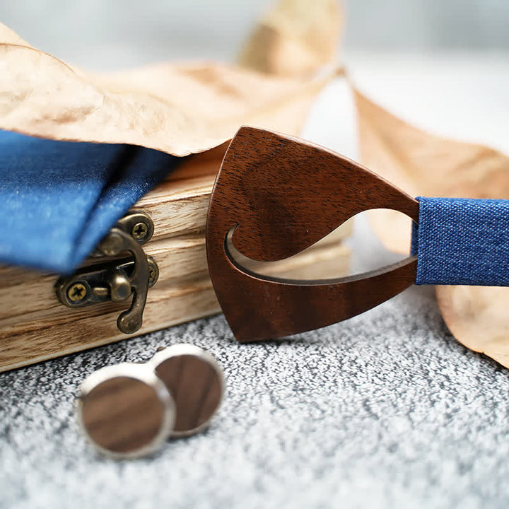 3Pcs Men's Funny Hollow Moustach Wooden Bow Tie Set - image 4
