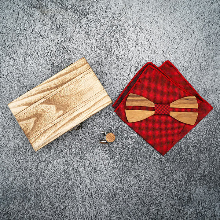 3Pcs Men's Funny Hollow Moustach Wooden Bow Tie Set - image 5