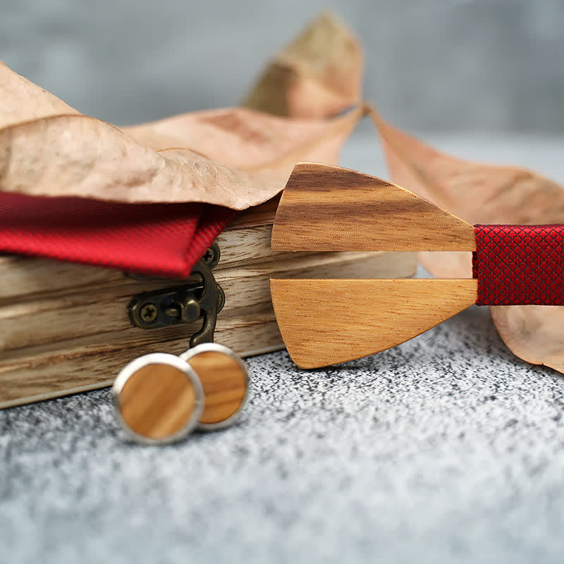 3Pcs Men's Funny Hollow Moustach Wooden Bow Tie Set - image 3