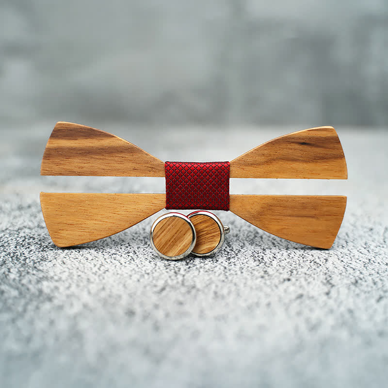 3Pcs Men's Funny Hollow Moustach Wooden Bow Tie Set - image 7