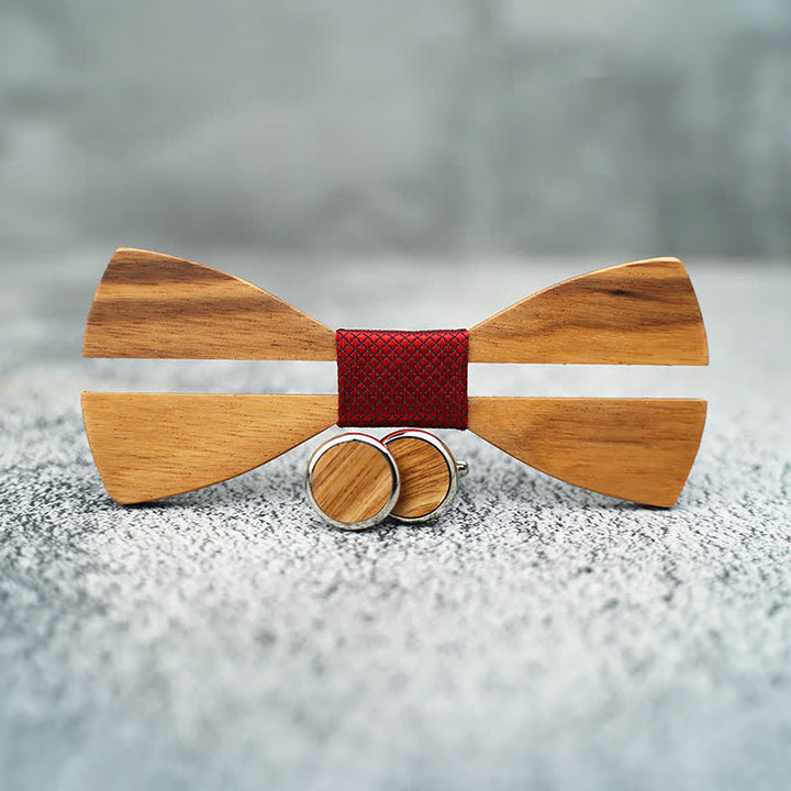 3Pcs Men's Funny Hollow Moustach Wooden Bow Tie Set - image 7