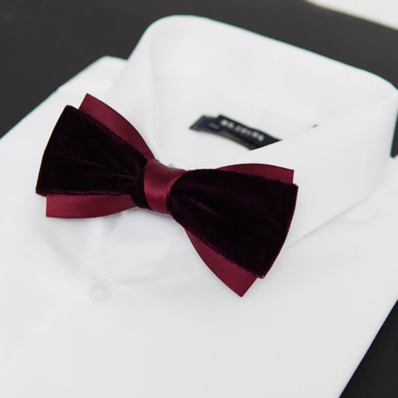 Men's Two-Tone Velvet Double Layer Bow Tie - image 1
