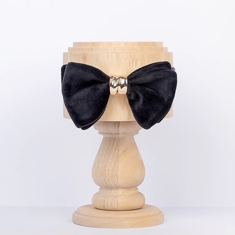 Men's Rose-gold Metal Velvet Butterfly Style Bow Tie - Black - image 11