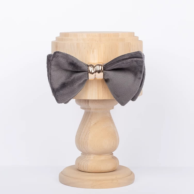 Men's Rose-gold Metal Velvet Butterfly Style Bow Tie - Gray - image 15
