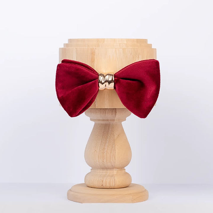 Men's Rose-gold Metal Velvet Butterfly Style Bow Tie - Burgundy - image 7