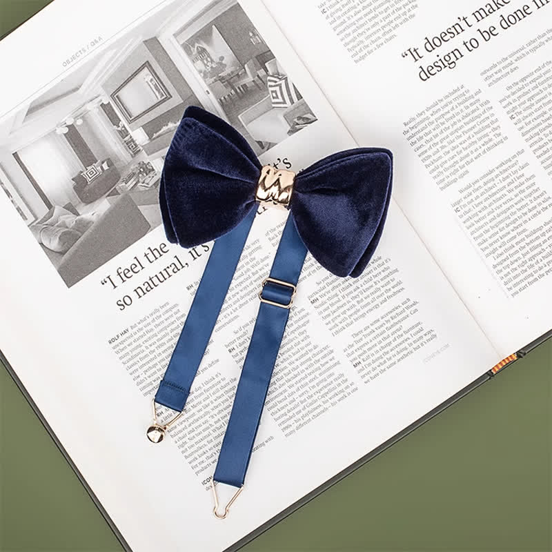 Men's Rose-gold Metal Velvet Butterfly Style Bow Tie - image 3