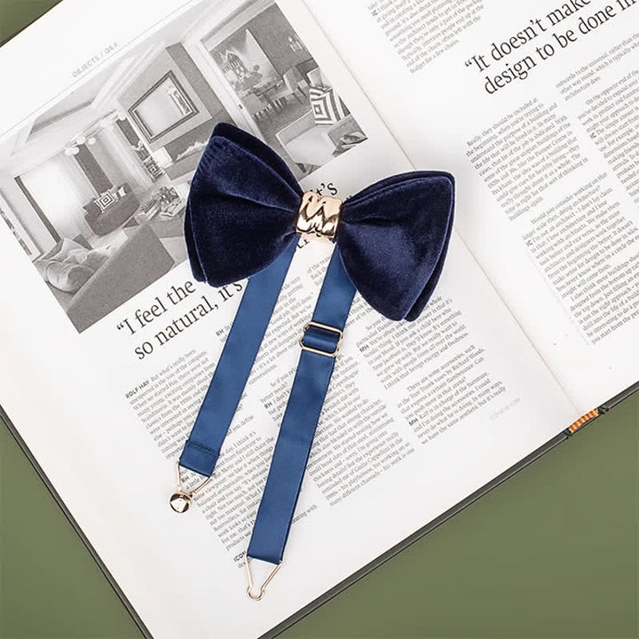 Men's Rose-gold Metal Velvet Butterfly Style Bow Tie - image 3
