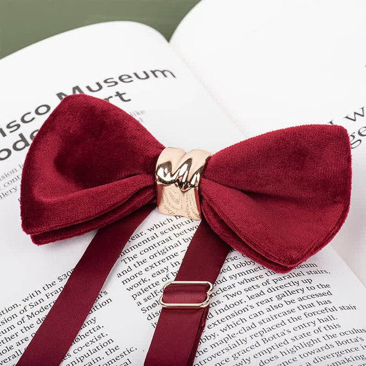 Men's Rose-gold Metal Velvet Butterfly Style Bow Tie - image 9