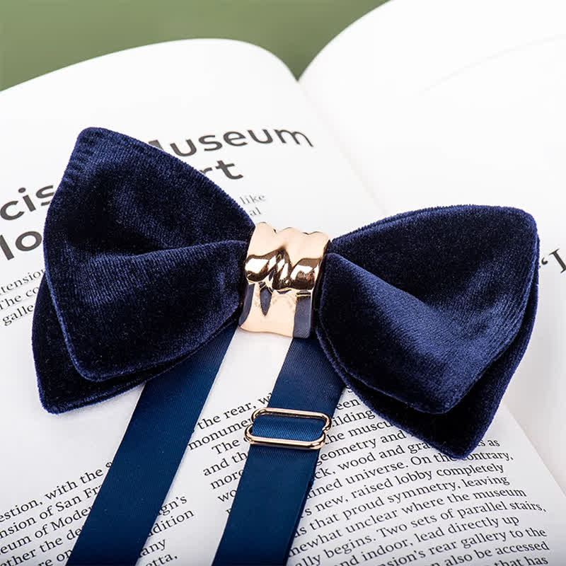 Men's Rose-gold Metal Velvet Butterfly Style Bow Tie - image 4