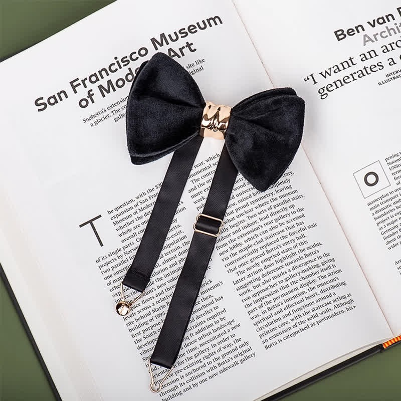 Men's Rose-gold Metal Velvet Butterfly Style Bow Tie - image 12