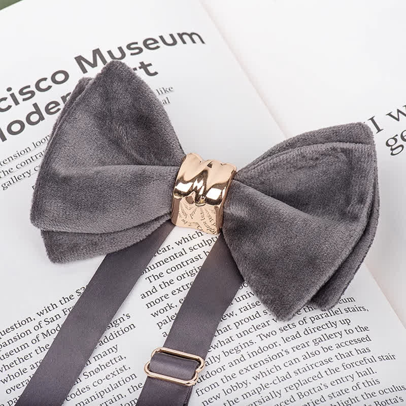 Men's Rose-gold Metal Velvet Butterfly Style Bow Tie - image 17