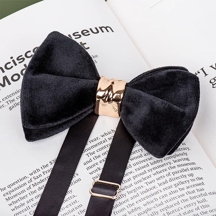 Men's Rose-gold Metal Velvet Butterfly Style Bow Tie - image 13
