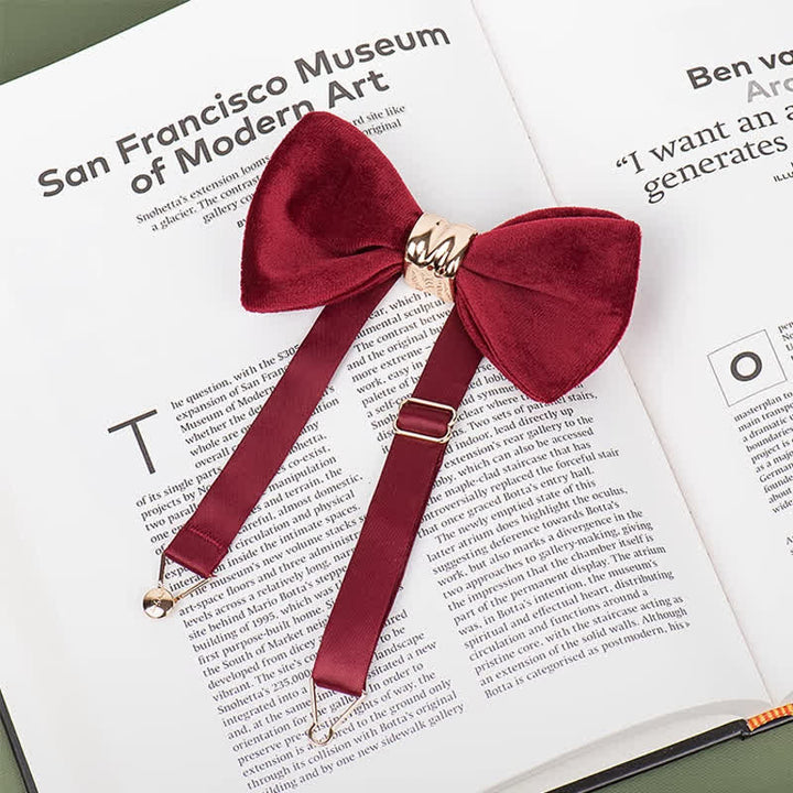 Men's Rose-gold Metal Velvet Butterfly Style Bow Tie - image 8