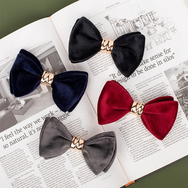 Men's Rose-gold Metal Velvet Butterfly Style Bow Tie - image 1
