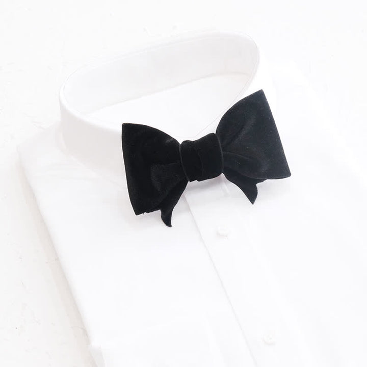 Men's Unique Bow Knot Shape Velvet Bow Tie - Black - image 5