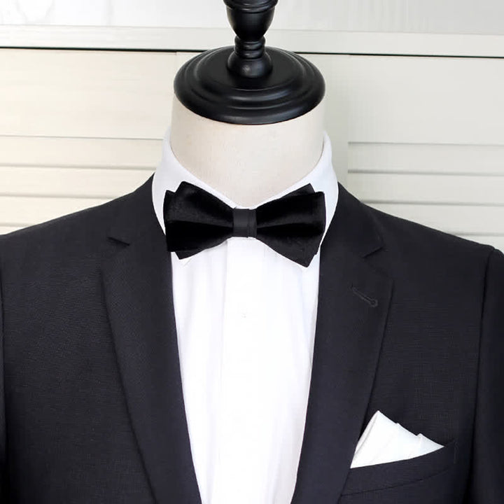 Men's Noble Solid Black Velvet Wedding Bow Tie - image 2