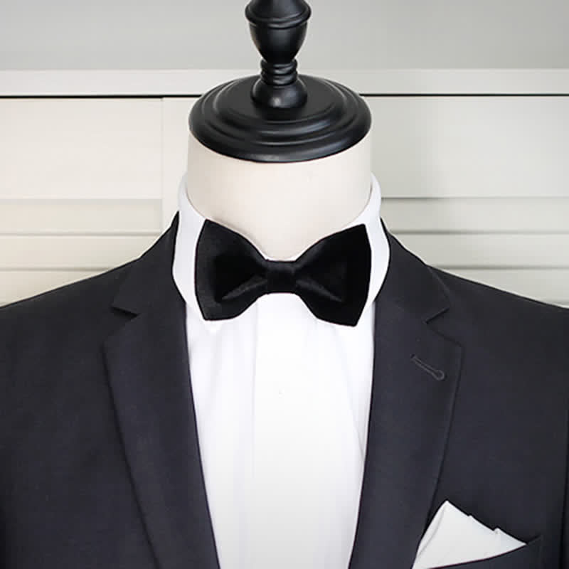 Men's Noble Solid Black Velvet Wedding Bow Tie - image 6