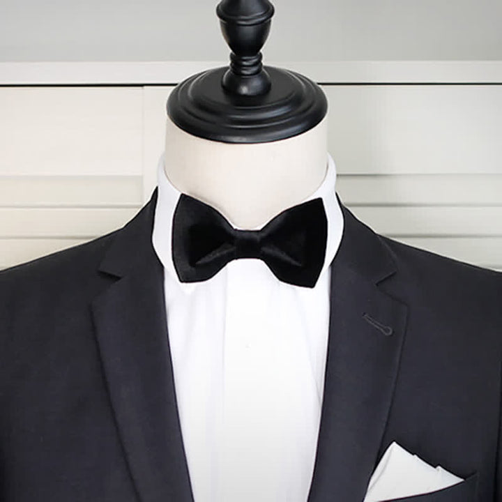 Men's Noble Solid Black Velvet Wedding Bow Tie - image 6