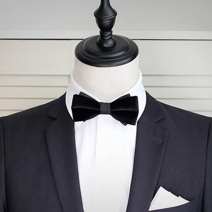 Men's Noble Solid Black Velvet Wedding Bow Tie - image 4