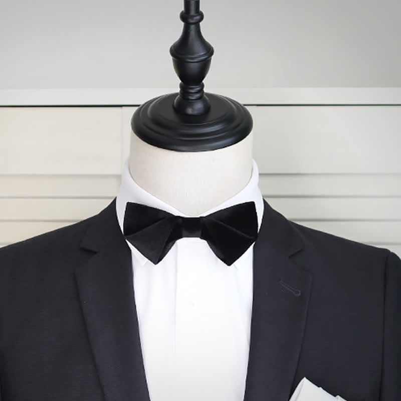 Men's Noble Solid Black Velvet Wedding Bow Tie - image 8