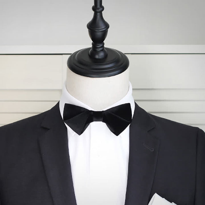 Men's Noble Solid Black Velvet Wedding Bow Tie - image 8