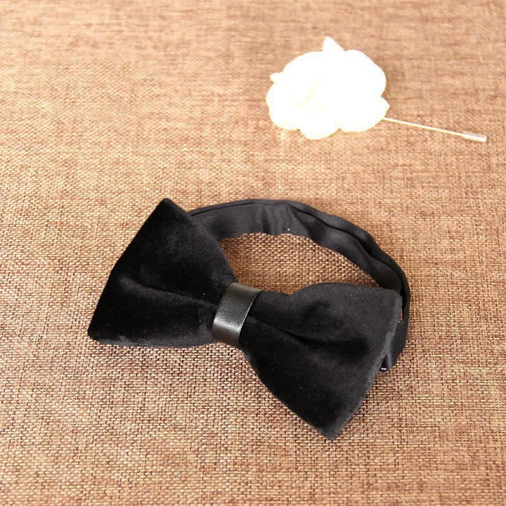 Men's Chic Luxury Velvet Banquet Suit Bow Tie - Black - image 2